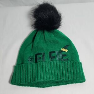 Source Unknown Green Beanie with Black Pom Pom